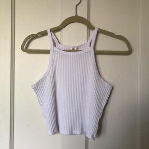 White Ribbed Crop Tank